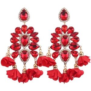 Elegant Red Crystal Drop Earrings